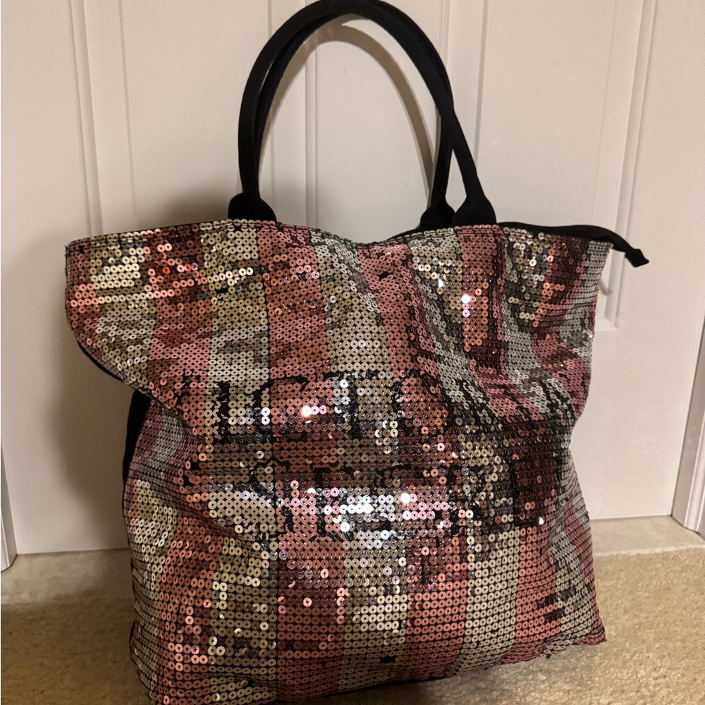 Victoria's Secret Sequin Striped Duffle Bag